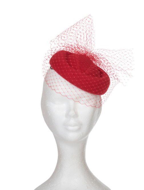 chapeau - femme - ceremonie - hiver - feutre - bibi - voilette - pia - Mademoiselle chapeaux - rouge