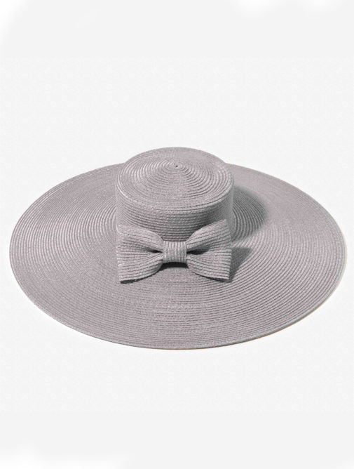chapeau - femme - ceremonie - paille - capeline - marie - Mademoiselle chapeaux - gris