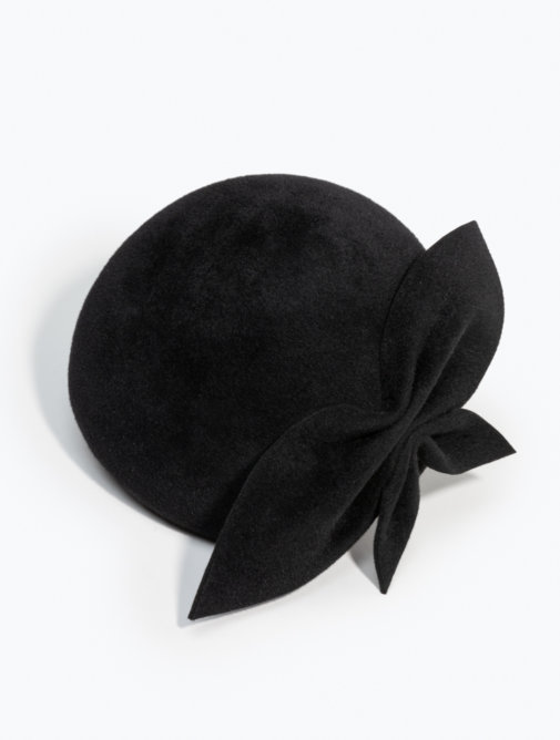 Chapeau cérémonie hiver - béret Bonnie Mademoiselle Chapeaux - Feutre - Noir
