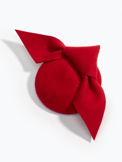 Chapeau cérémonie hiver - Bibi Valou - Mademoiselle Chapeaux - rouge