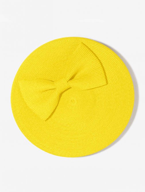Chapeau cérémonie Mademoiselle Chapeaux - Béret Chic - Collection iconique - Paille - jaune citron