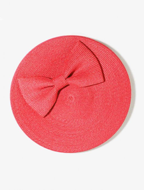 Chapeau cérémonie Mademoiselle Chapeaux - Béret Chic - Collection iconique - Paille - Rose fraise