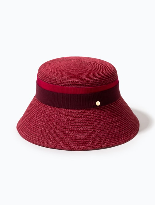 Chapeau été Mademoiselle Chapeaux - bob Zulma - Collection panama style - Paille - rouge cerise