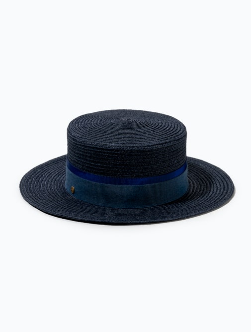Chapeau été Mademoiselle Chapeaux - Canotier Samuel - Collection Panama style - Paille bleu marine