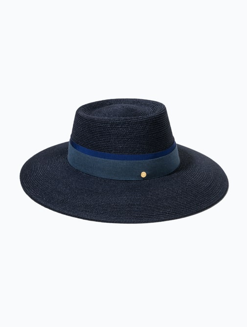 Chapeau été Mademoiselle Chapeaux - Fédora Tara - Collection Panama style - Paille bleu marine