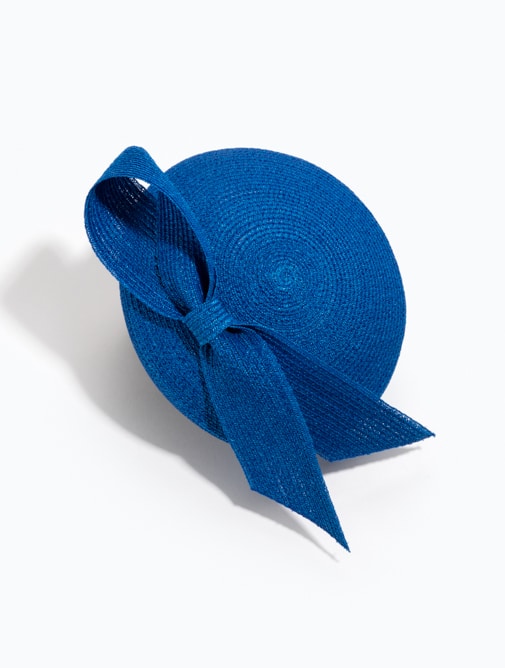 Chapeau cérémonie Mademoiselle Chapeaux - Bibi Alexia - Paille - bleu royal