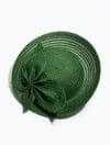 Chapeau cérémonie Mademoiselle Chapeaux - Coiffe Camille - Collection florale - Paille vert olive